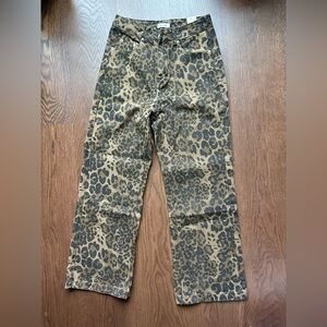 Denim Leopard Print Pants